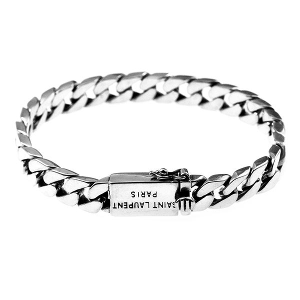 

925 sterling silver simple punk retro bracelet chain korean fashion couple thai silver can lettering boyfriend gift jewelry, Black
