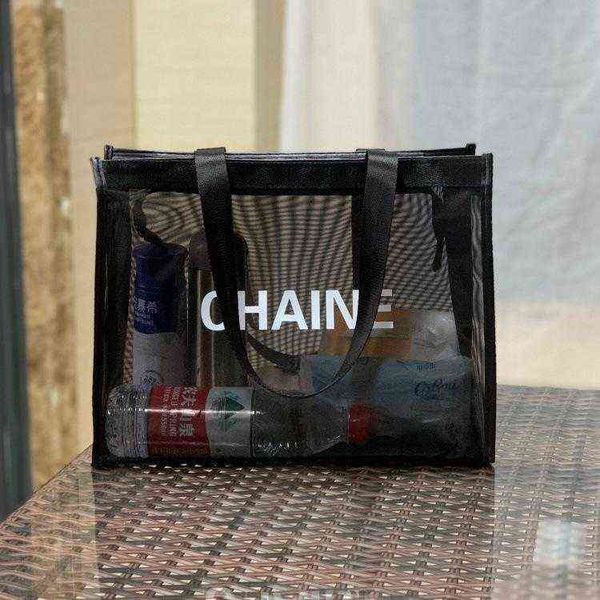 

new alphabet transparent hollow out wash bag bath fitness travel large capacity makeup bag shopping bag