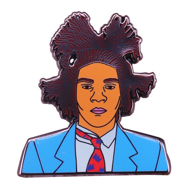 

jean michel basquiat samo graffiti street art untitled artist enamel lapel pin i m not a real person a legend brooch badge, Blue