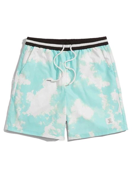 

men drawstring waist tie dye shorts t5d2#, White;black