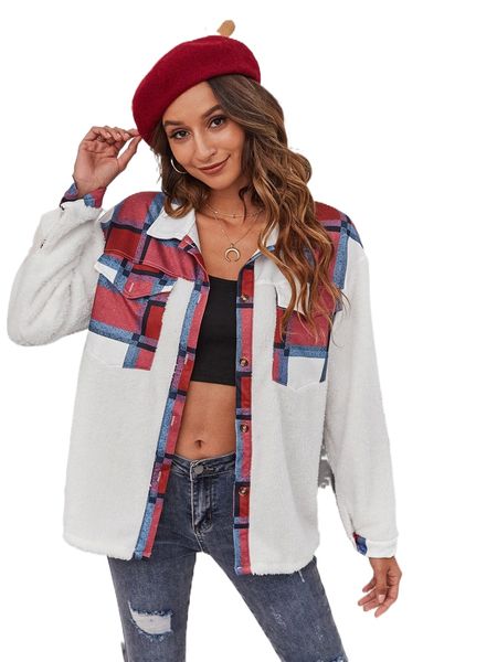 

plaid button up coat n84p#, Black