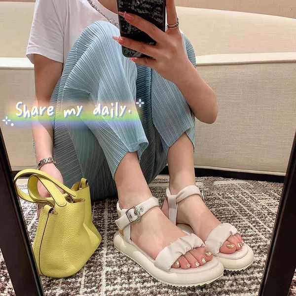 

dress shoes one line with thick soled sandals female summer fairy style korean open toed muffin soft casual roman shoes 6vc2, Black