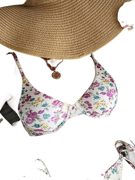 

ditsy floral underwire bikini y3co#, White;black