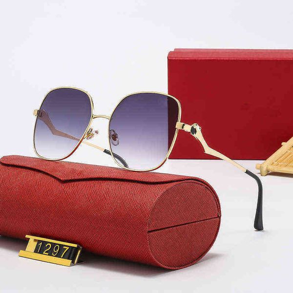 

2022 fashion metal large frame leopard sunglasses men's and women's sunglasses luxury brand designer metal sun glass for mens whol, White;black