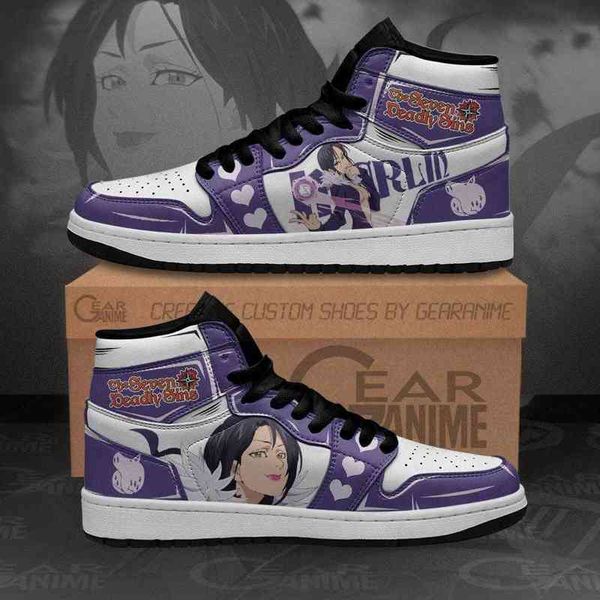 

seven deadly sins merlin sneakers anime custom shoes, Black