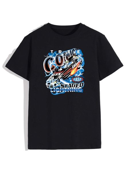 

romwe guys letter car graphic tee t8ug#, White;black