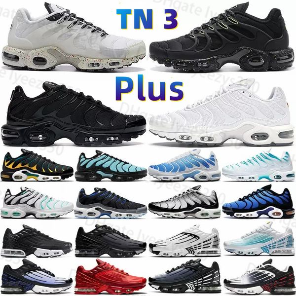 Koşu Ayakkabıları TN Plus 3 Kadın Erkek Terras pelerin Üçlü Beyaz Siyah Barely Volt Hiper Gök Mavisi Fury Yeşim Lazer Kurt Gri Erkek Eğitmenler Doğa Sporları Sneakers 36-46