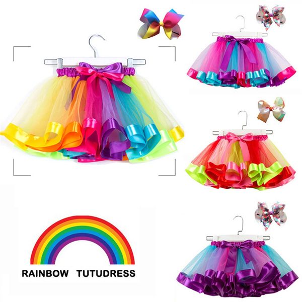 Baby Upgrade foderato in rete gonna arcobaleno gonne per bambini regalano copricapo Tutu Gonne Gonna per ragazze di bellezza europeaZC1164