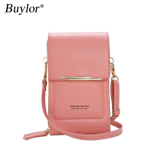 

buylor touch screen mobile phone shoulder bags for women mini wallet coin soft leather crossbody female bag 220607