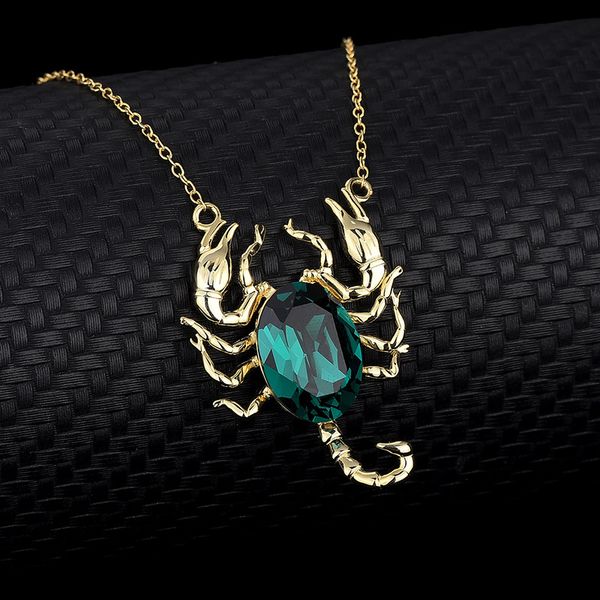 

s925 silver scorpion necklace inlaid with austrian crystal european and american hip-hop hipster personality pendant necklace