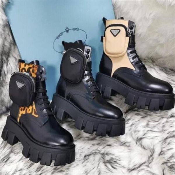 

rois martin boot women ankle genuine leather military combat models platform bag boots triple cowhide motorcycle shoes243d, Black