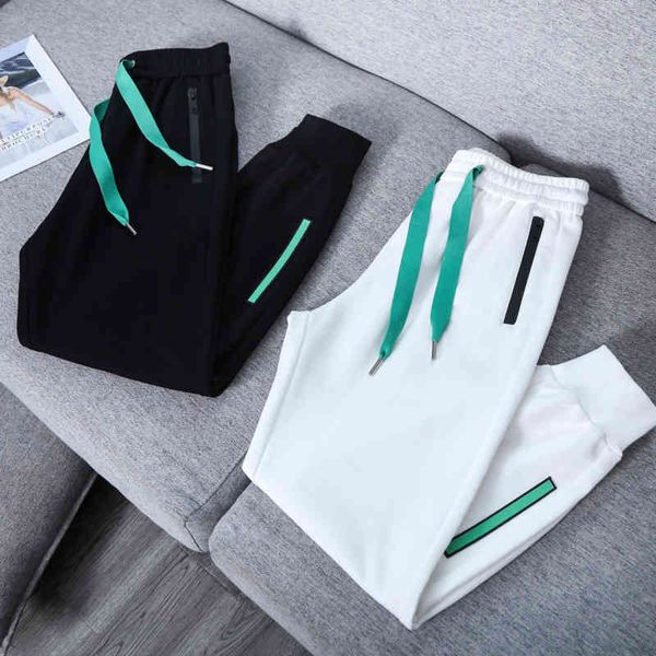 

spring summer pra luxury men's new sports pants waterproof zipper pocket design triangle label fashion casual pantss, Black