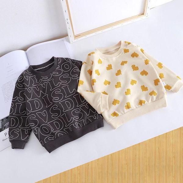 Hoodies Sweatshirts Tasarımcı Bebek Kazak Çocuk Yuvarlak Boyun Terry Uzun Kollu T-Shirt Sonbahar Pamuklu Erkek ve Kız Moda Terlemeleri