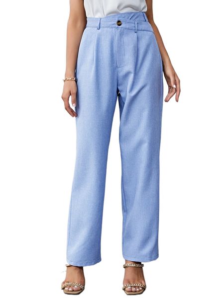 

asymmetrical waist straight leg pants x6sz#, Black;white