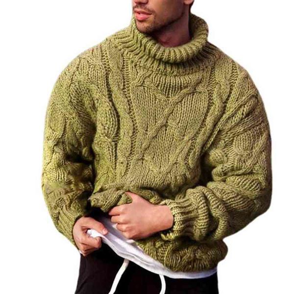 Suéter masculino de moda de outono de inverno Twist trança malha de malha de suéter colorinho de jumper Tartaruga L220730