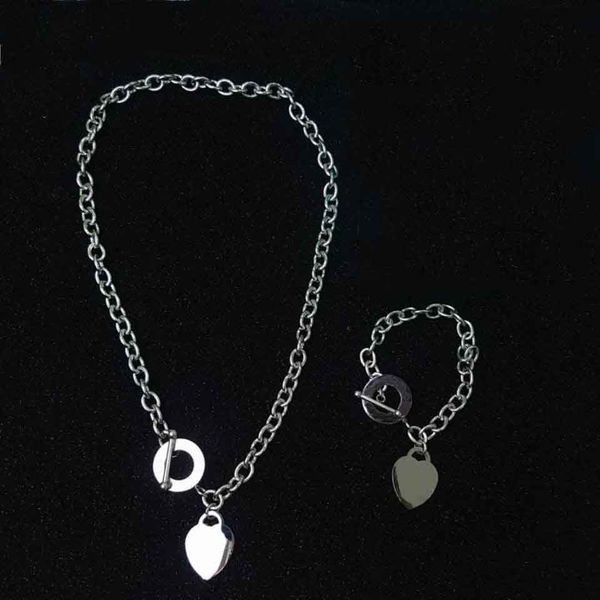 

fashion love necklace+bracelet set sell birthday christmas gift 925 silver love wedding statement jewelry heart pendant necklaces bangle set