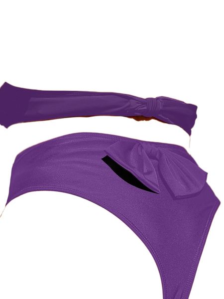 

plus big bow decor bikini bottom 28ml#, Black