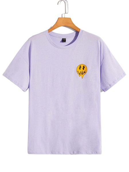 

men cartoon graphic round neck tee e6t1#, White;black