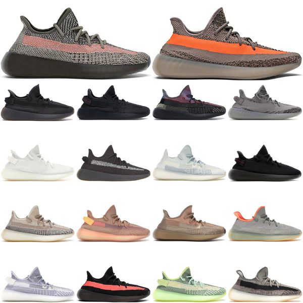 

2022 wholesale running shoes boots men women yeezies static black reflective zebra clay yecheil cream bred beluga cinder tail light sneakers
