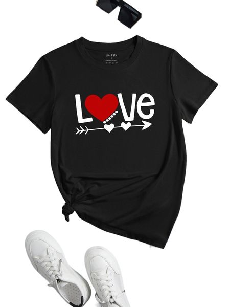 

letter & heart print tee h7fq#, White
