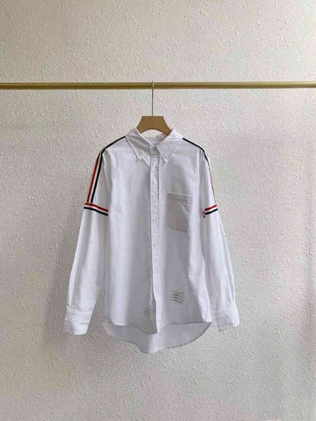 

women's polos pure tb college style striped ribbon couple lazy solid color shirt coat men's and women's autumn, White