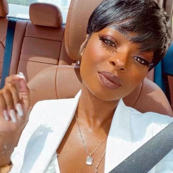 

straight wigs with bangs short brazilian human hair bob wigs for woman no lace full machine made wig, Black;brown