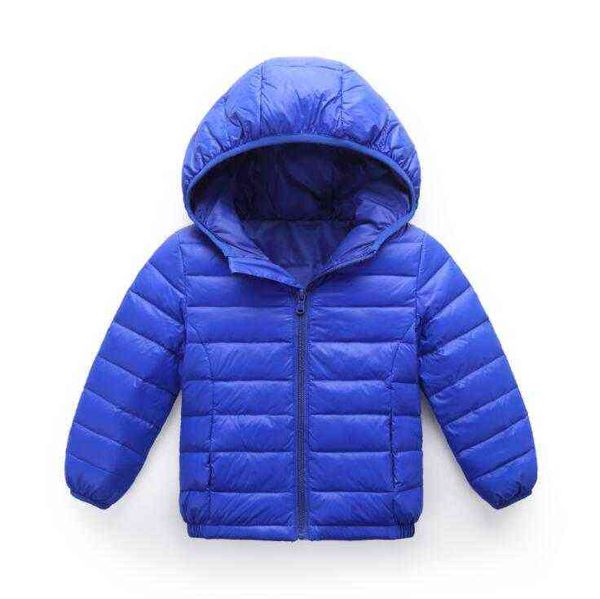 

new autumn winter hooded children down jacket jackets for girls candy color warm kids down jackets boys 2-9 years outerwear clothing j220718, Blue;gray