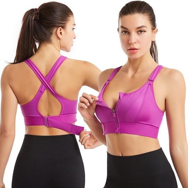 

yoga outfit women's sportswear black bra zipper plus size crop tank fitness underwear vest for gym female running push up linge