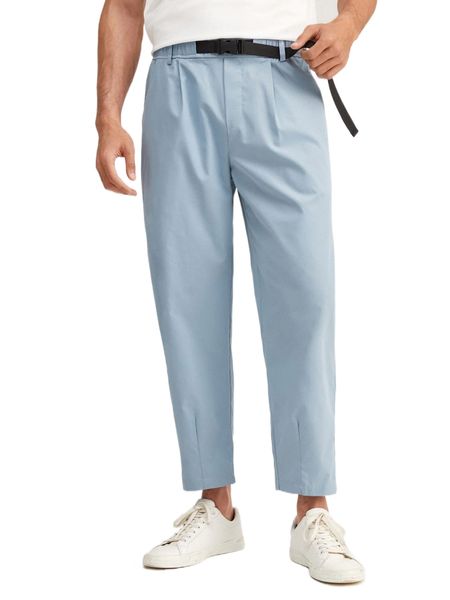 

men push buckle belt straight leg pants 64ok#, Black