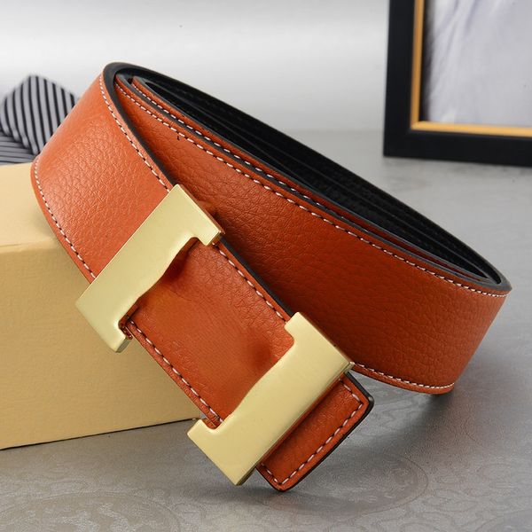 

2022 famous brand simple men's smooth buckle belt classic luxury business belts korean fashion leisure trouser waistband elling wedding, Black;brown