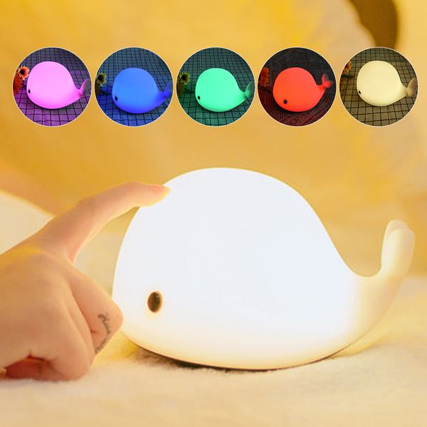 USB Recarregável Childrens Night Light Animal Night Light Silicone Soft Cartoon Ribbot Dog Panda Golfinho Golfinho para Crianças 201028