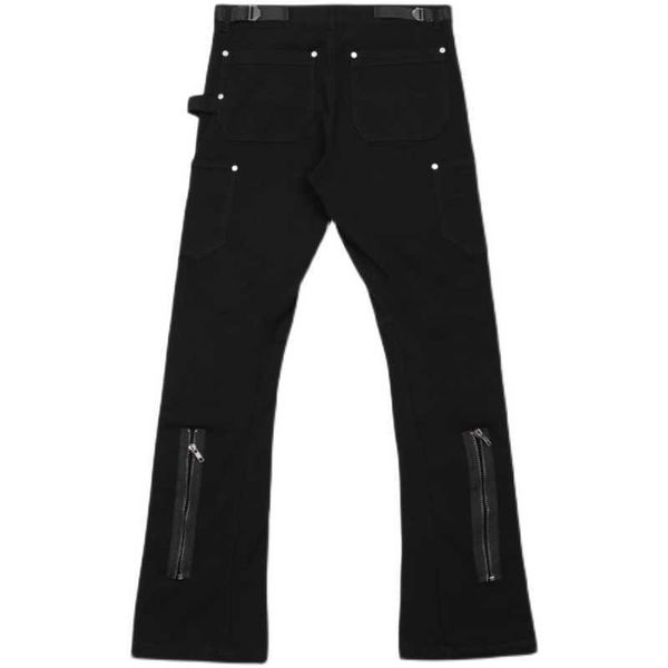 

men's pants jiangxin chaopai high street vibe american micro horn black micro elastic zipper casual retro overalls men