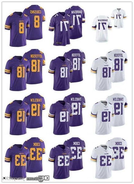 

football jerseys minnesota''vikings''19 adam thielen 18 justin jefferson 33 dalvin cook, Black;red