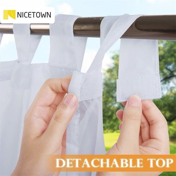 Nicetown Outdoor Perde için Veranda Çıkarılabilir Yapışkan Sekme Kolay Su Yalıtımı için Sundurma Dış Sundurma Beyaz şeffaf 220511