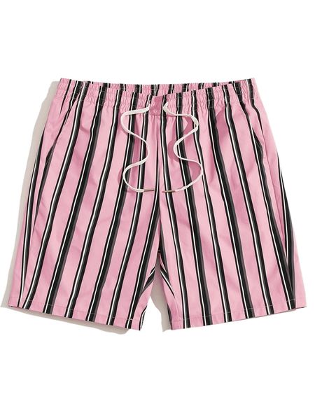 

men striped drawstring waist shorts 74zu#, White;black