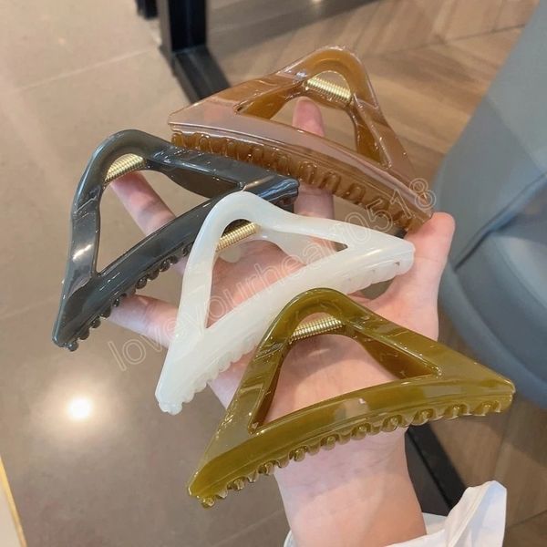 

korean hollowed large hair clip clamps simple exquisite hair claw hairpin temperament hairgrip headwear for women hair accessories, Slivery;golden