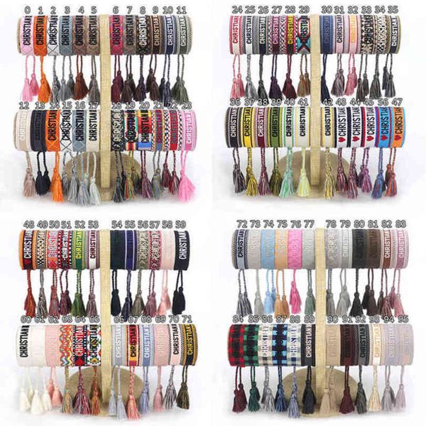 

luxury fashion brand bangles jewelry men women handmade cotton signture embroidery bracelet designers woven bangle fabrics classic bracelets, Black