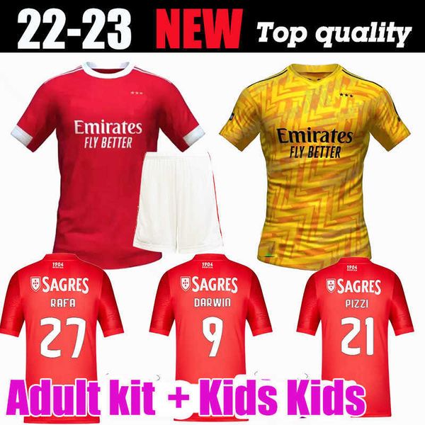 

kit kids 22 23 fans everton benfica soccer jersey jonas gabriel camiseta seferovic zivkovic salvio eliseu fejsa 2022 2023 player, Black;yellow