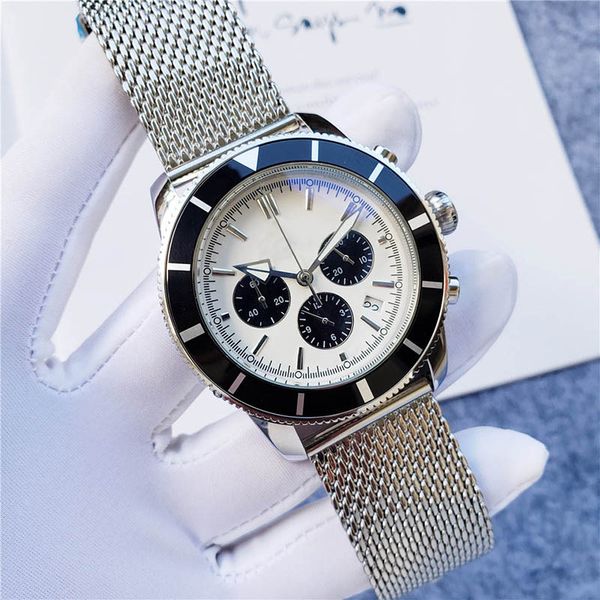 

watchsc - 45mm quartz mens watch stainless steel waterproof luminous watches, Slivery;brown