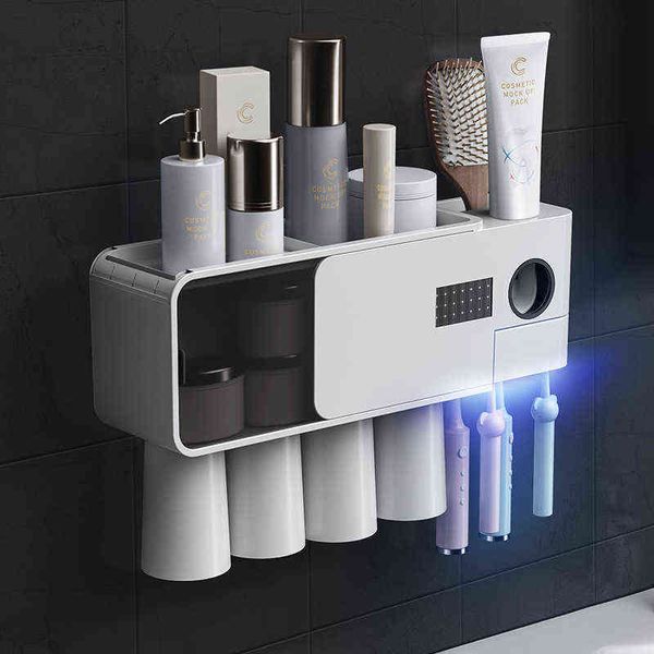 

toothbrush shelf disinfection and sterilization intelligent ultraviolet multifunctional toothpaste tooth cup set wall hanging type hole
