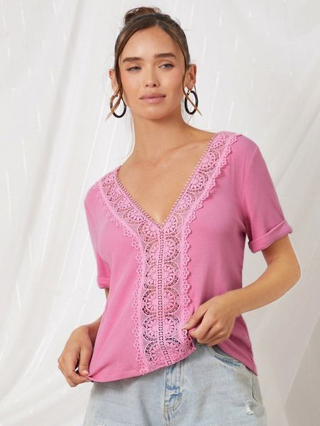 

guipure lace insert tee q7zi#, White