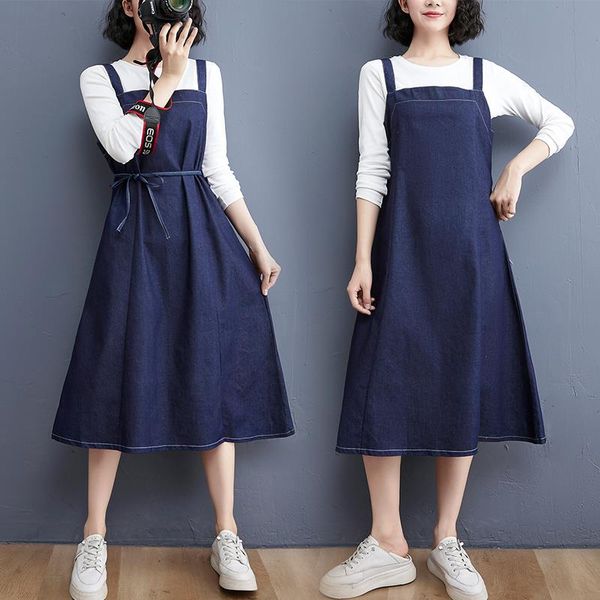 

arrival korea style dress sleeveless spaghetti strap women casual spring summer denim office lady work midi, Black;gray