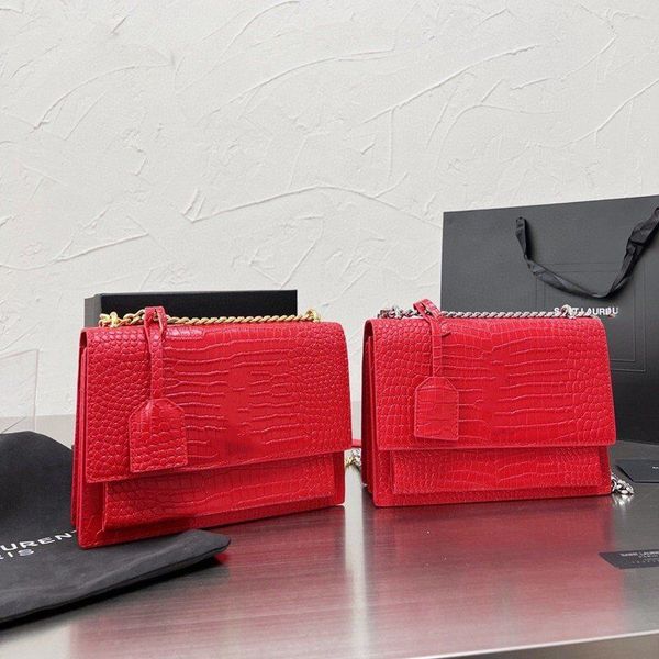 

classic latest color women shoulder bag chain bags toothpick pattern leather womens cross body handbag sunset purse two hardware colors size