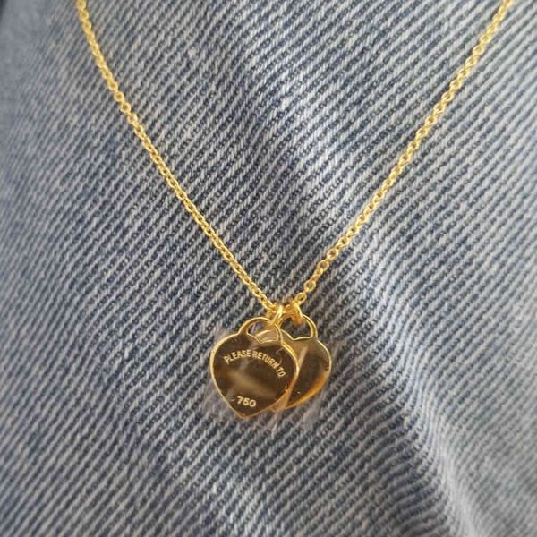 

2022 new tiffny s925 sterling silver double heart pendant love necklace original love necklace luxury design necklace women birthday gift