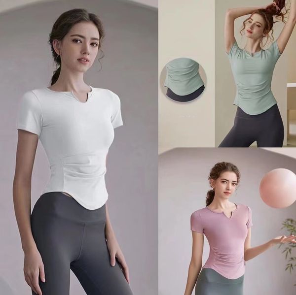 

2022 fast dry ice silk running yoga suit and no need to wear underwearshock proof bra detachable with more comfortable tshirt, White