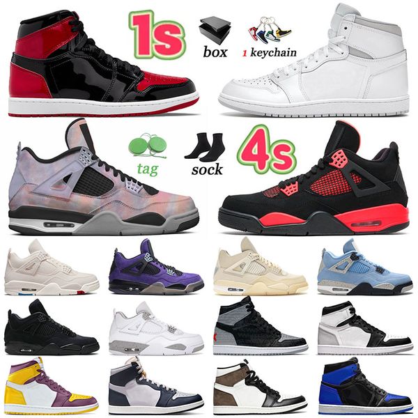 

jumpman 4 bred patent basketball shoes jumpmans 1 rebellionaire 4s white oreo red thunder black cat canvas men women 1s trainers sports snea
