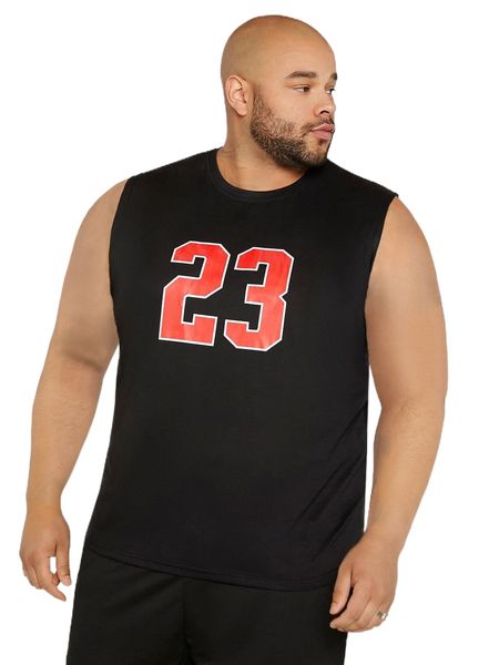 

extended sizes men letter graphic tank 723r#, White;black