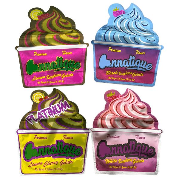 

cannatique die cut mylar bags 3.5g empty flower aluminum foil smell proof stand up pouch lemon cherry gelato raspberry gelato