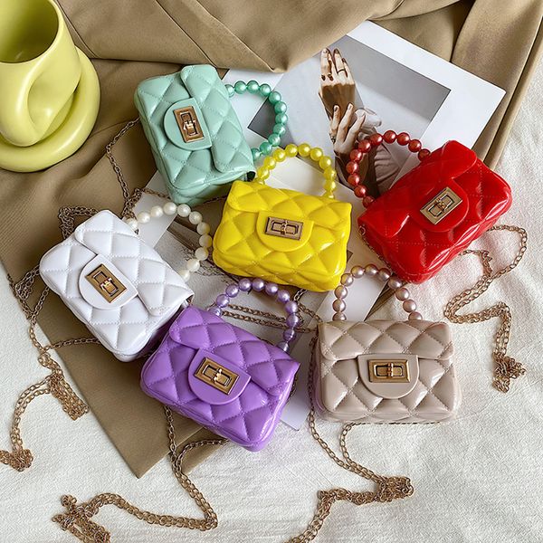 

epacket women mini bag elegant shoulder messenger portable chain handbag girl pvc jelly pearl crossbody rhombus small square bag