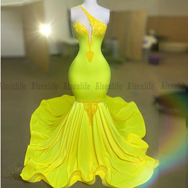 

mermaid prom dresses one shoulder lace applique formal evening party gowns pop graduations gala meet wear, Black